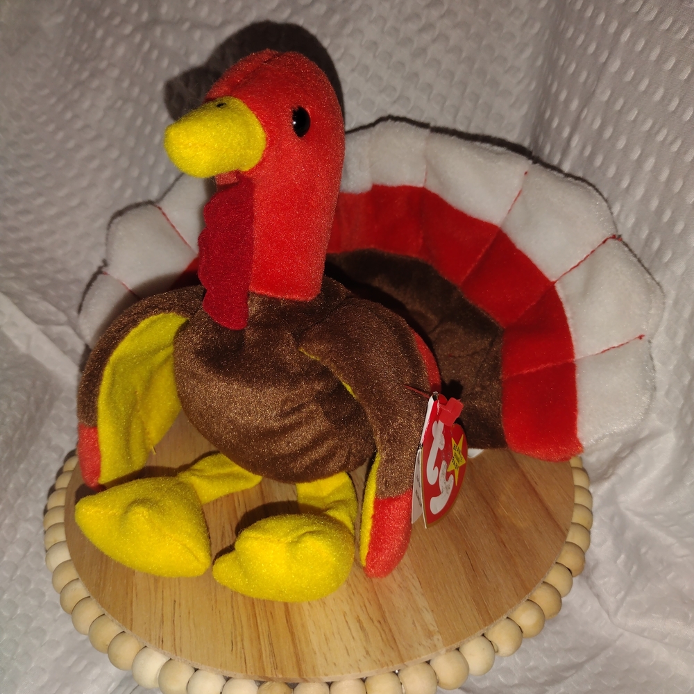 Ty Beanie Babies GOBBLES THE TURKEY , RARE With Tag Errors & PVC Pellets